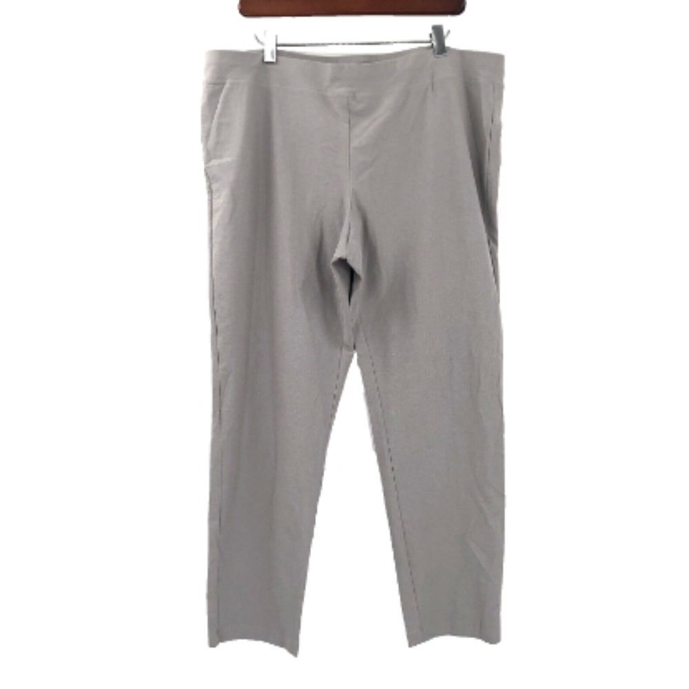 EILEEN FISHER Washable Stretch Crepe Straight Pant Grey Gray Pull On 1X System